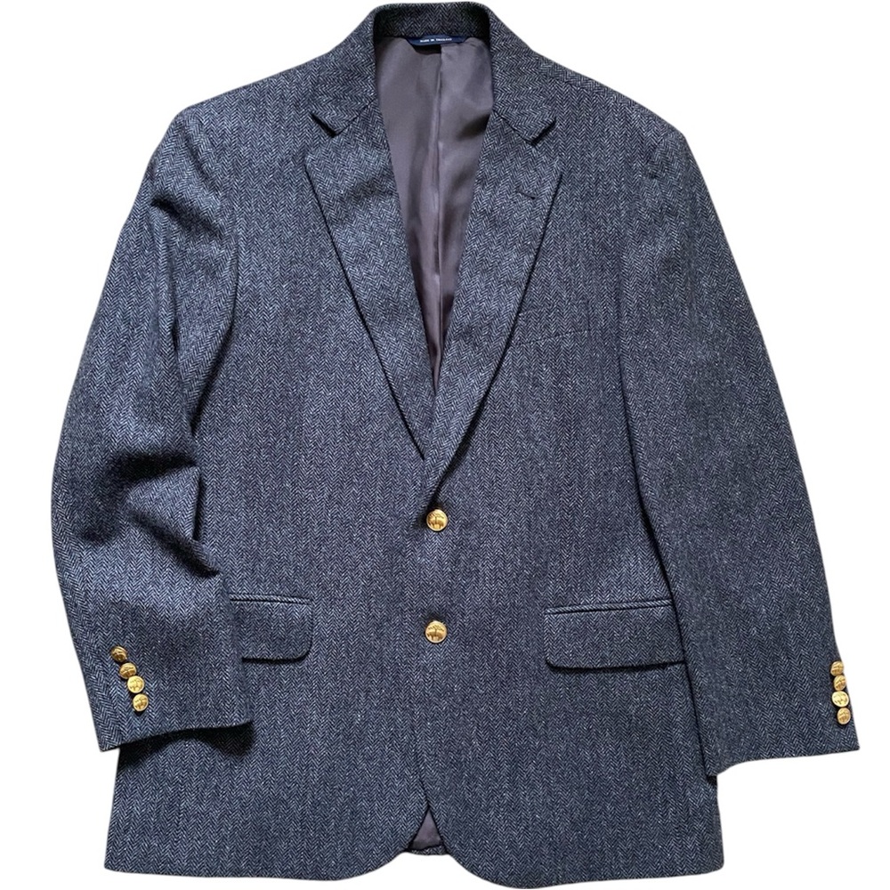 Brooks Brothers Madison 1818 Herringbone Wool Blazer Black & Charcoal Gray 40 S - Picture 15 of 15